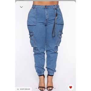 High Rise denim joggers size XL